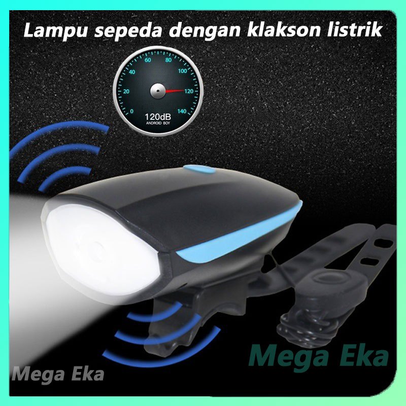 Lampu Sepeda dengan Klakson Listrik - Biru Isi Ulang,Aksesoris Sepeda,Perlengkapan Bersepeda Lampu s