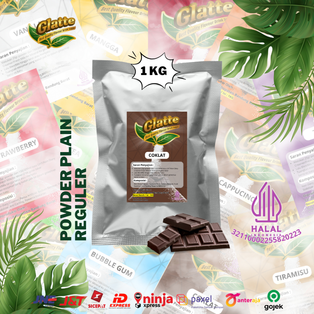 

Bubuk Minuman kekinian Glatte / Powder Plain Rasa Coklat 1 kg