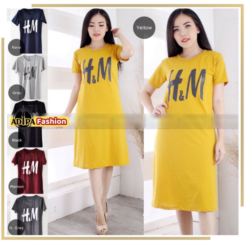 ADIPA - Dress H&M HM Korean Style Sexy Slim Mini Midi Dress Kaos Casual Mewah Maxi Mavy Daster Santa