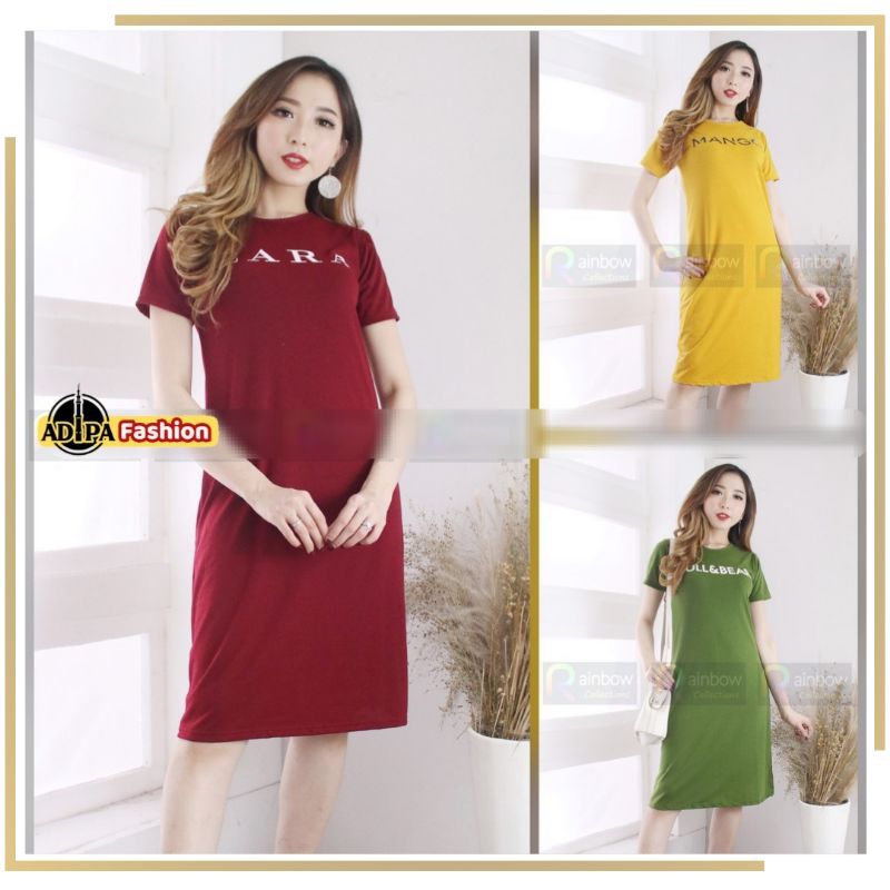 ADIPA - Dress Giordano Korean Style Sexy Slim Mini Midi Dress Kaos Casual Mewah Maxi Mavy Daster San