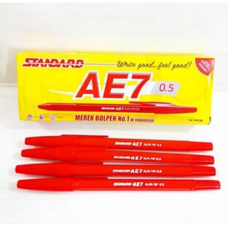 

PENA STANDAR AE7 MERAH [ 1 KT -12 PCS ]