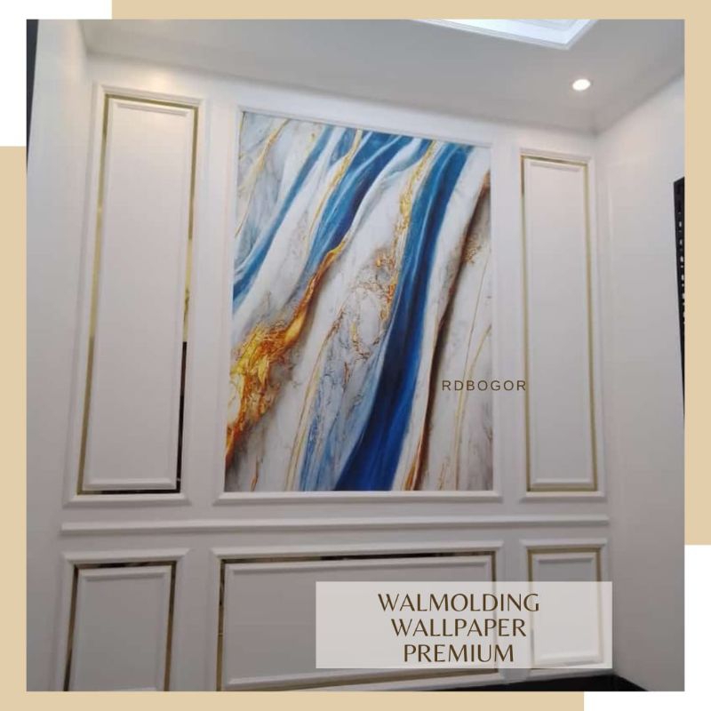Bahan dan Jasa Pemasangan Wallmoulding + Wallpaper Premium Dekorasi Interior