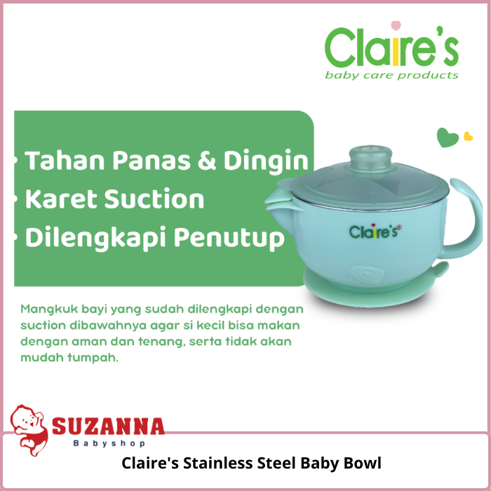 Claire's Stainless Steel Baby Bowl ( Kids stainless steel suction bowl with hot water tank)