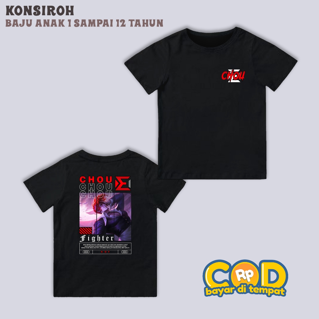 KAOS MOBILE LEGEND CHOU KOF KAOS CHOU KOF FIGHTERS KAOS ANAK COWOK CEWEK BAJU DISTRO BAJU UNISEX