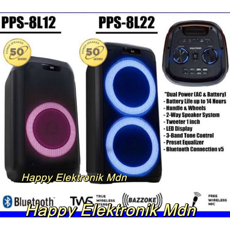 Polytron Party Speaker Bluetooth Karaoke (Sudah Termasuk 1 Mic Wireless) Speaker Portable Polyrron P