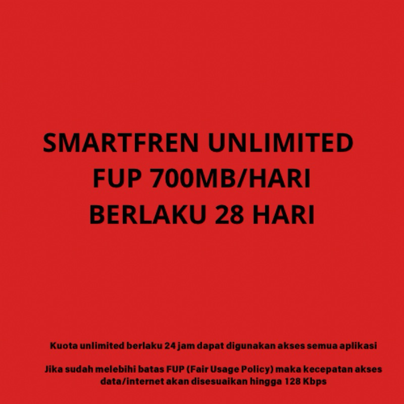 KUOTA SMARTFREN UNLIMITED FUP 700MB/HARI BERLAKU 28HARI
