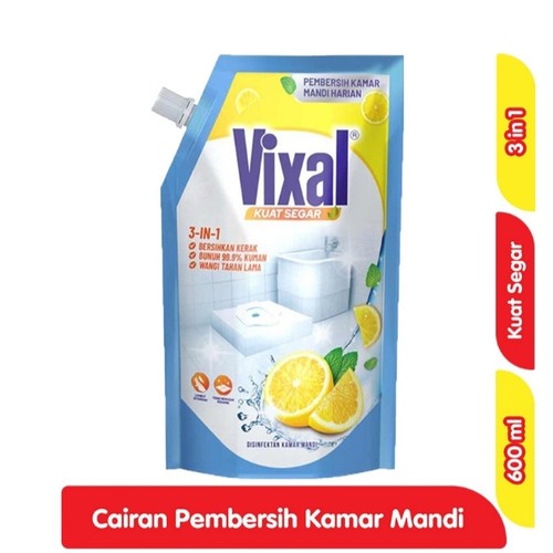 Vixal Kuat Segar Pembersih Kamar Mandi Lemon Refill 600 ml