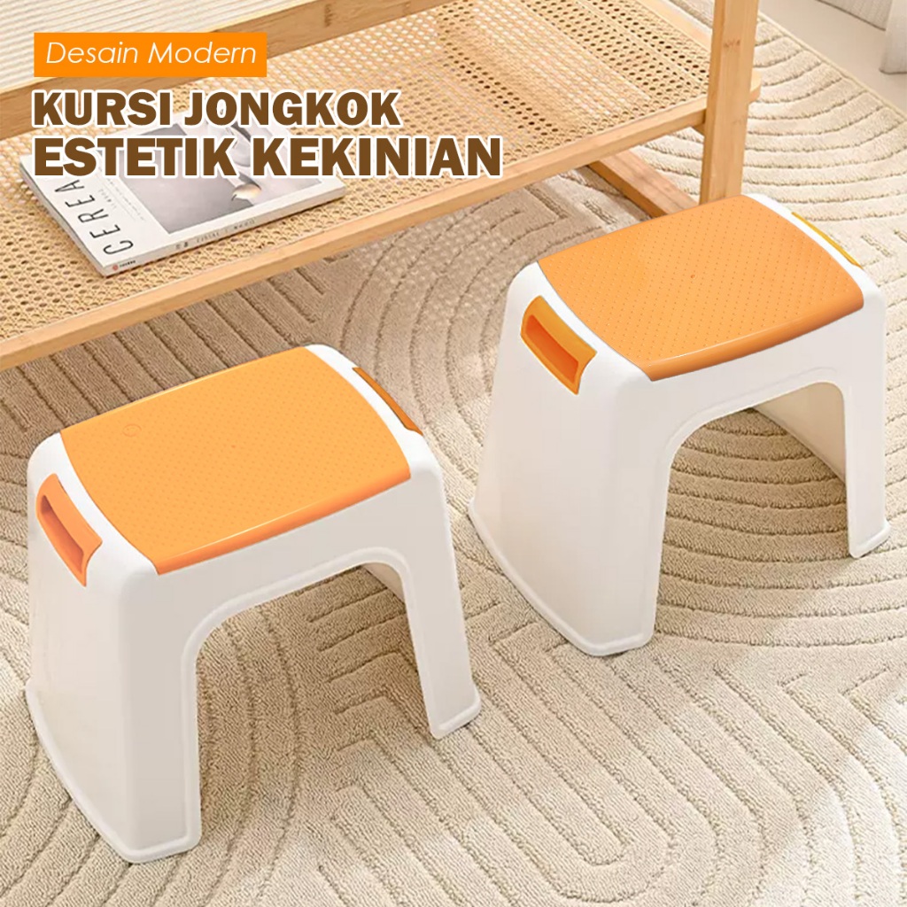 Bangku Pendek Kursi Anak Dewasa Plastik Jongkok / Chair Kecil Bangku Cuci Tebal Multifungsi Berkuali