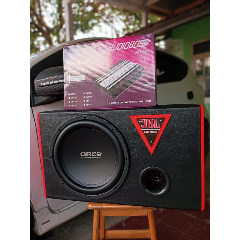 PAKET AUDIO MOBIL SUBWOOFER ORCA 12"PLUS POWER AUDIOBOSS 4 CHANEL