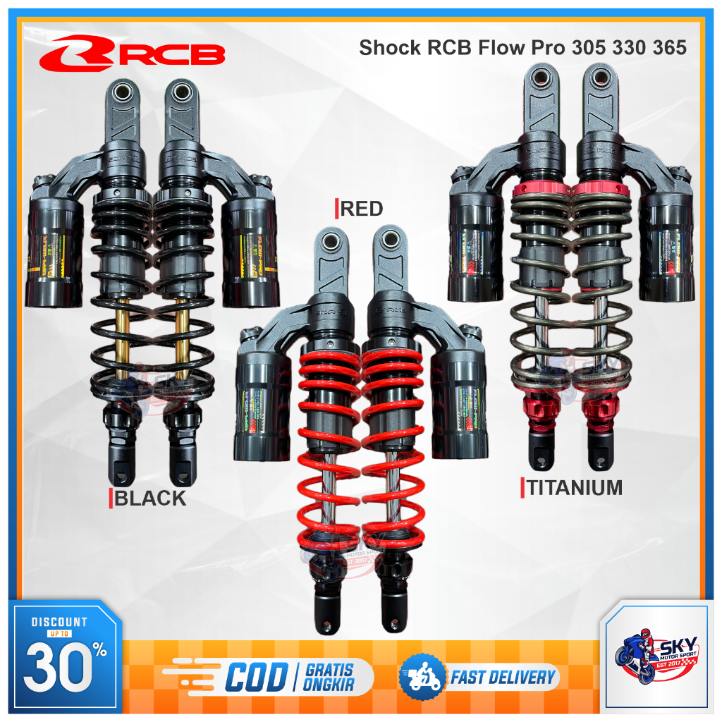 Shock Breaker RCB Flow Pro 305 320 330 365 395 mm Double Click Nmax Old New Pcx Adv Aerox Xmax Origi