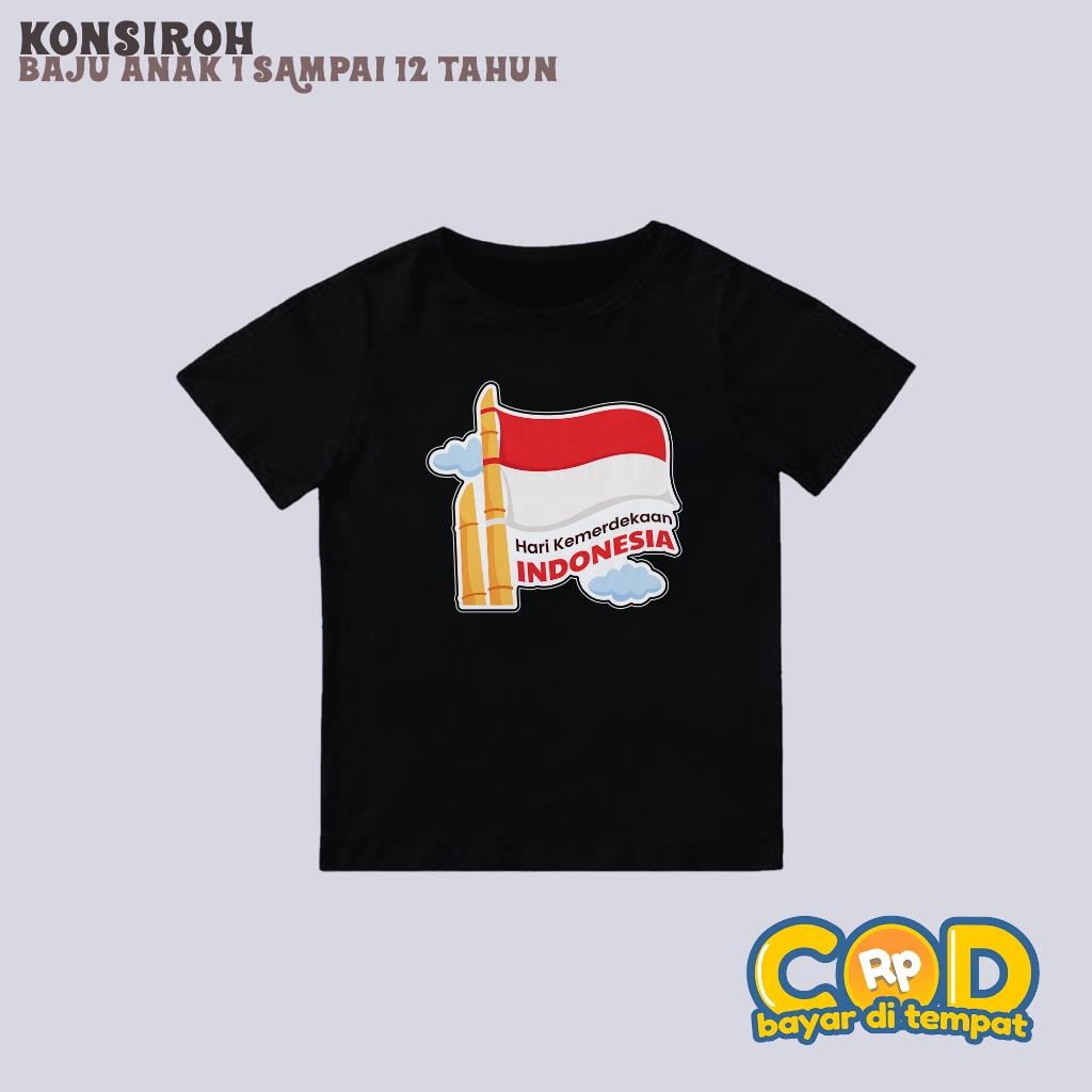 KAOS ANAK - KAOS ANAK KEMERDEKAAN - KAOS ANAK BENDERA MERAH PUTIH - KAOS PREMIUM ANAK ANAK - BAJU UN