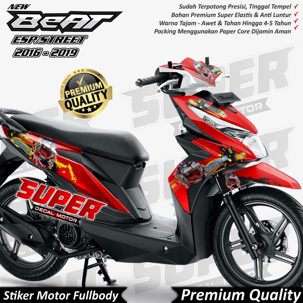 Stiker Decal Motor Honda Beat ESP Full Body Variasi Doraemon Zombie