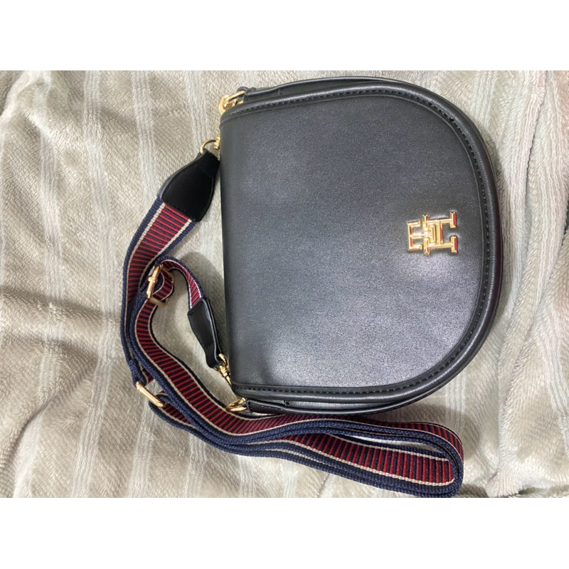 PRELOVED TAS TOMMY HILFIGER City Summer Saddle Bag Blue ASLI 100%