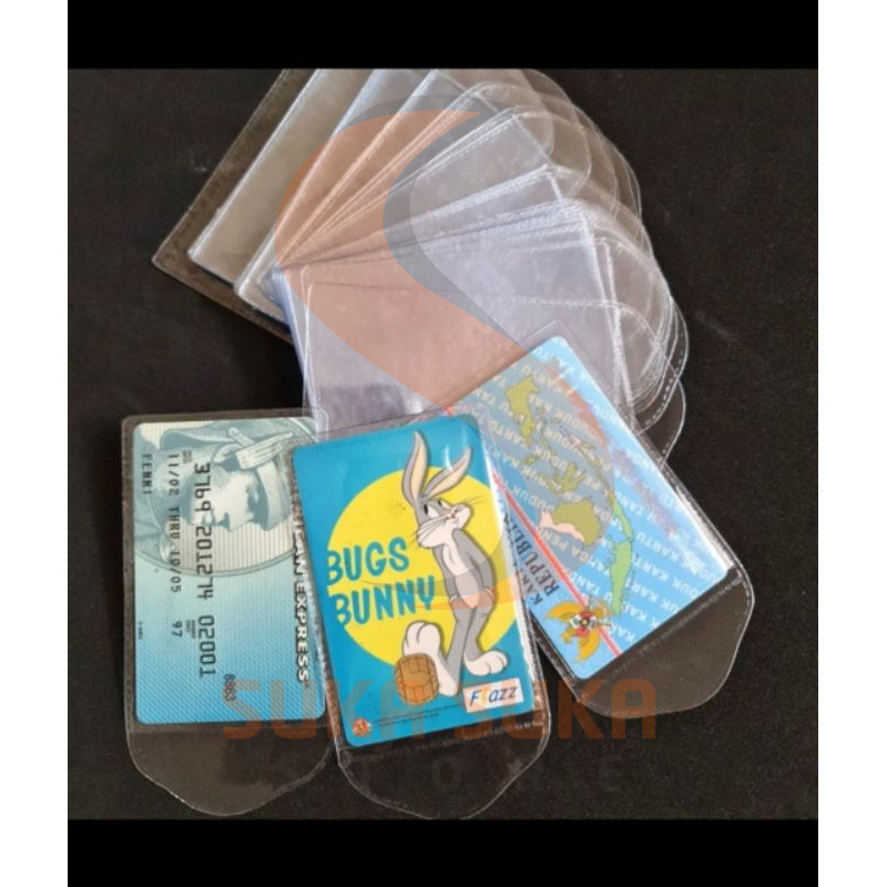 

Plastik Mika Cover Pelindung Sampul Kartu KTP / E toll / Kartu Atm / SIM ID Card LM Anti air dengan lidah penutup premium quality
