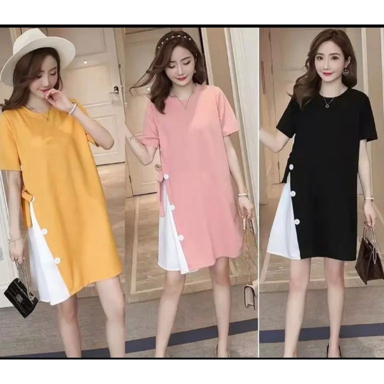 Special Pr Bumil Button 645 Pink  Kuning  Hitam  Daster Hamil  Baby Doll  Baju Hamil  Gaun Bumil