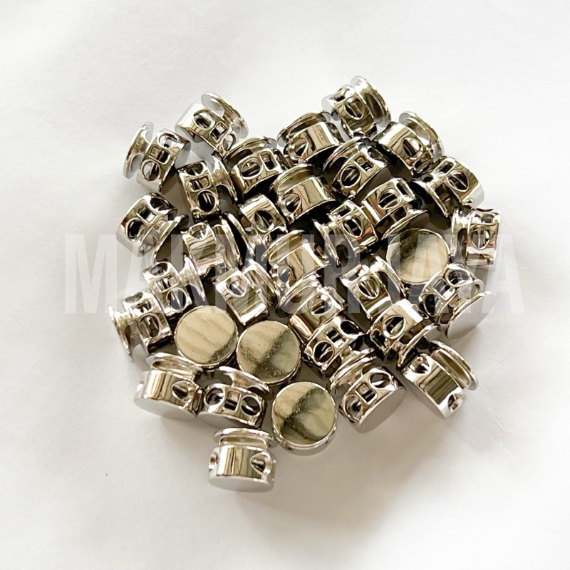 Stopper Knop Bulat Tali Jaket Celana Aksesori Tas Silver Besi per Biji
