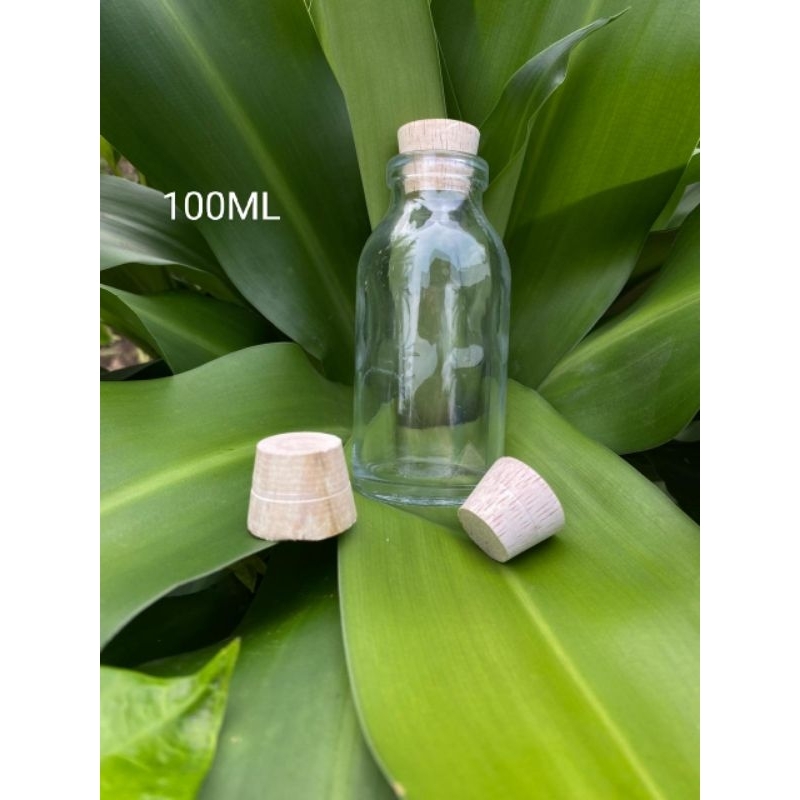 Botol Vial Kaca 100ml Tutup Kayu Aesthetic