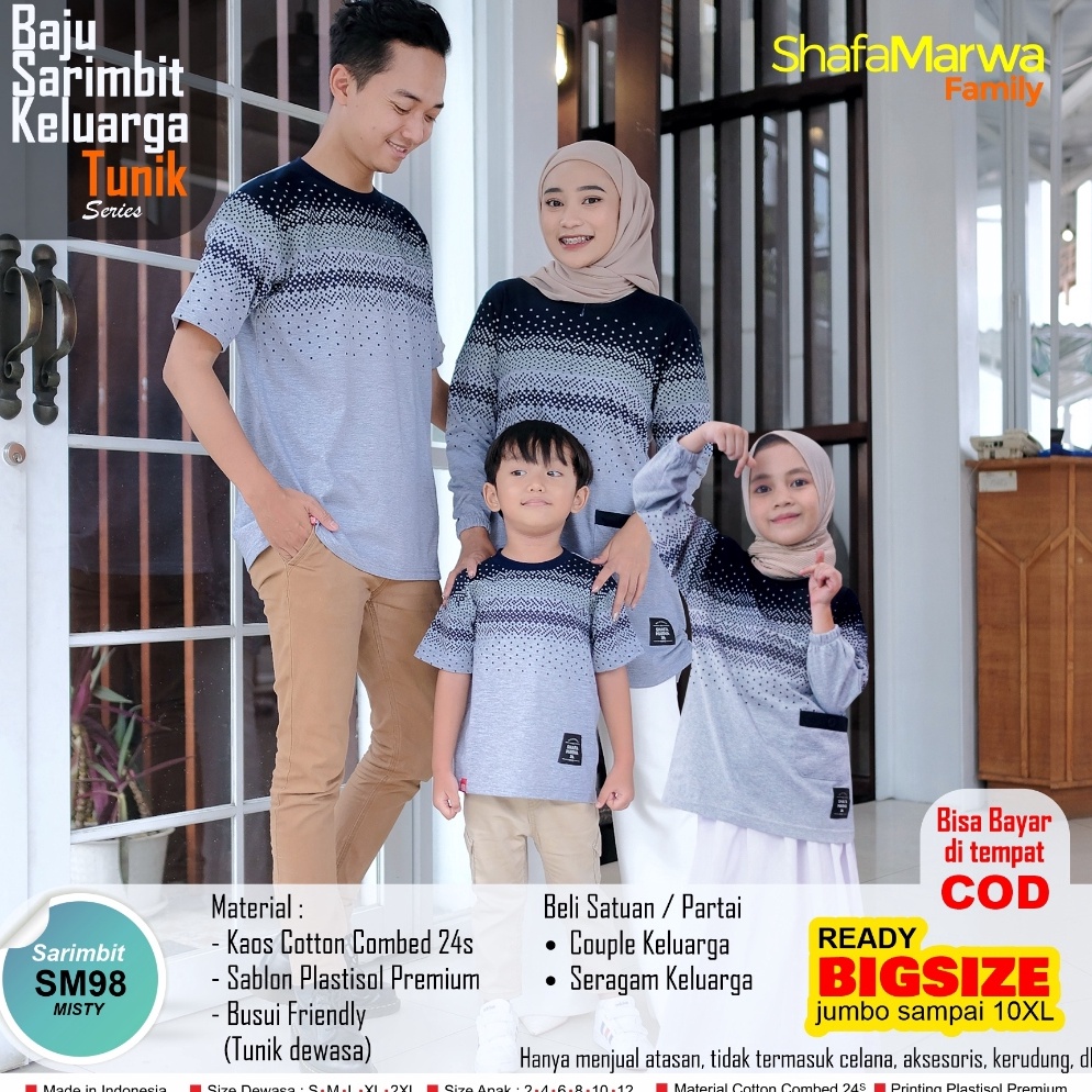 KODE X94W SHAFA MARWAH Kaos Sarimbit Keluarga Original  Baju Couple Atasan Tunik Family Set SM98 Mis