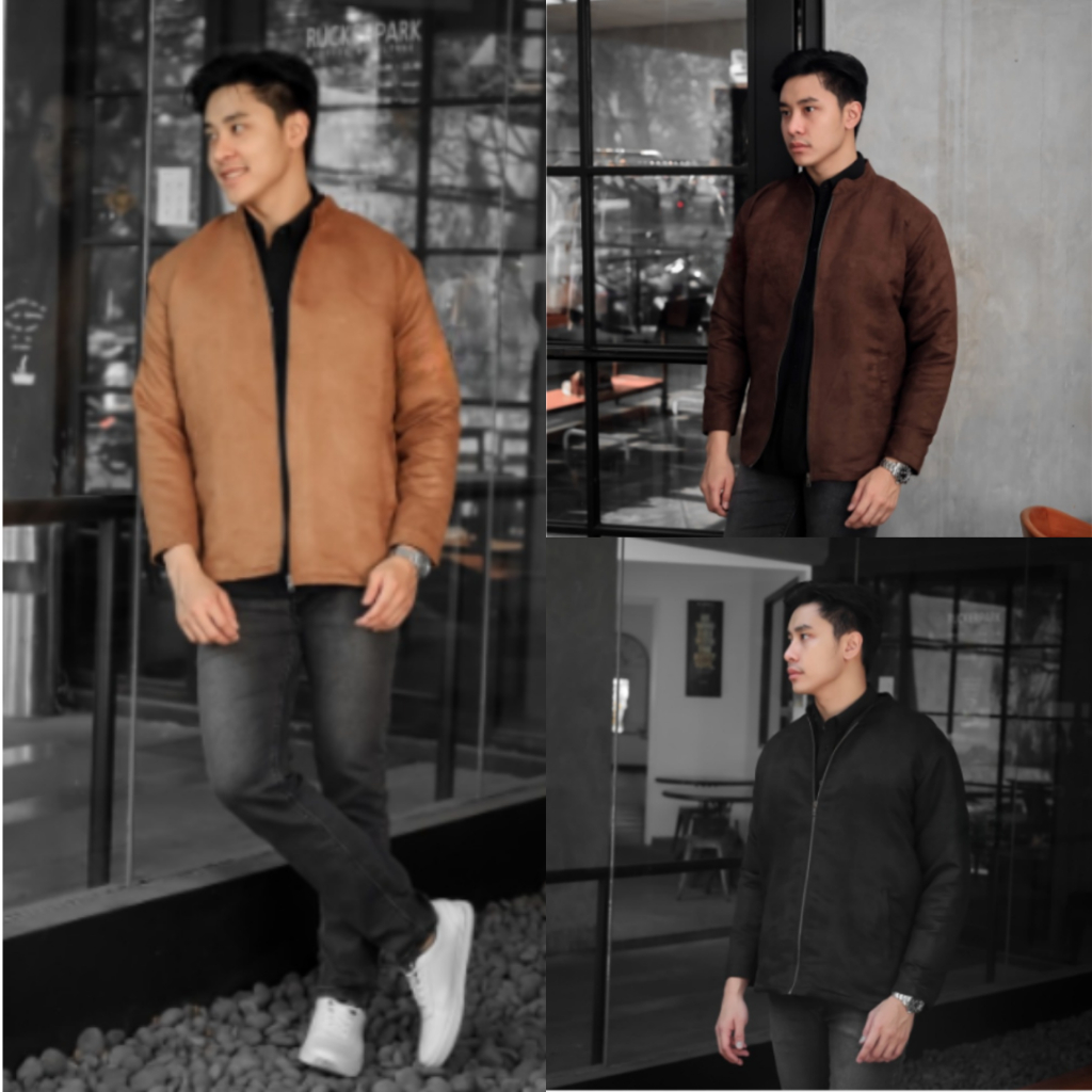 Brofash - Jaket Bomber Suede Nato Pria Cowok Dewasa Original Distro Jumbo Keren Premium