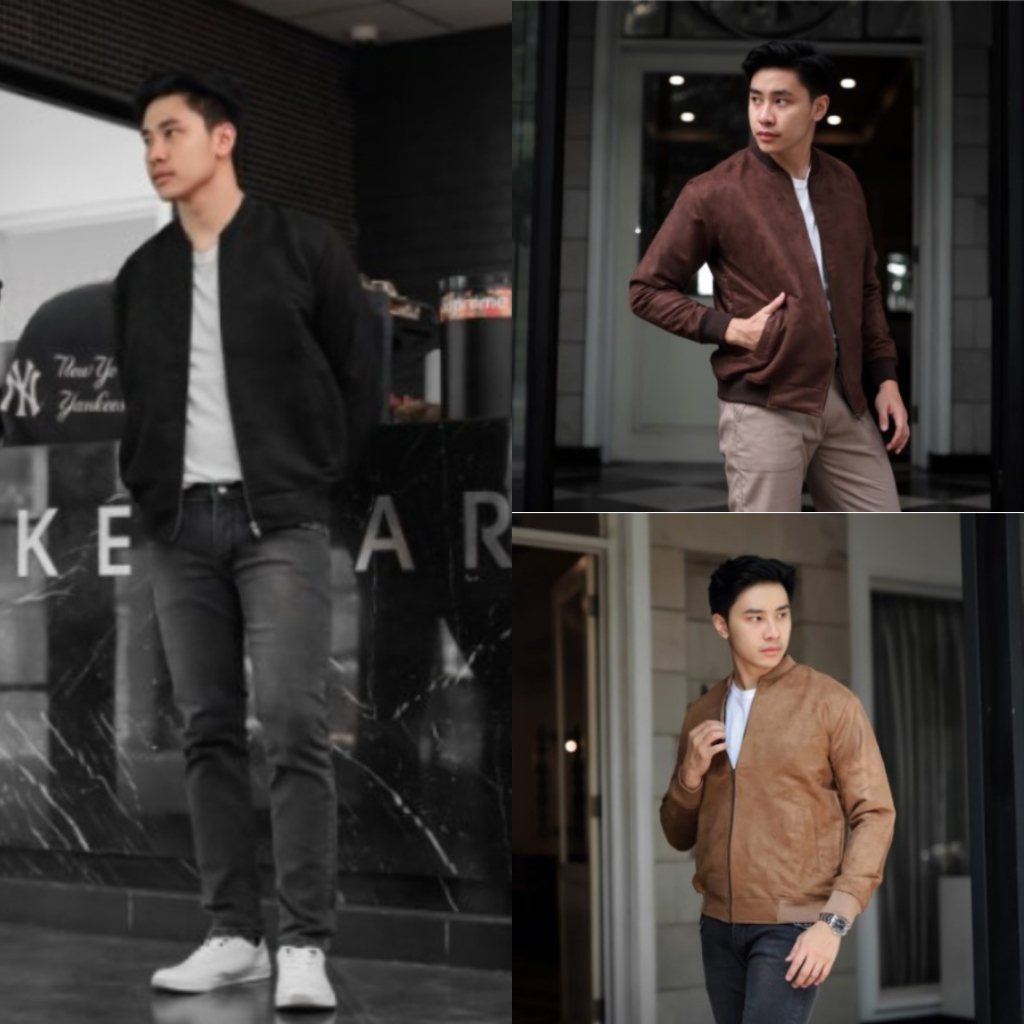 Brofash - Jaket Bomber Suede Malvin Pria Cowok Dewasa Original Distro Jumbo Keren Premium