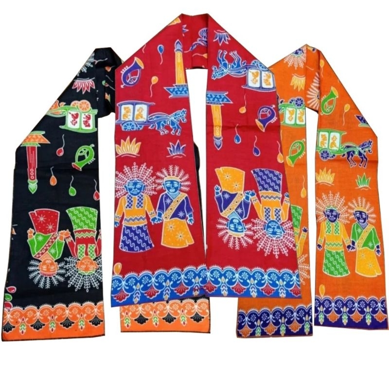 Syal Cukin Selendang Motif Ondel Adat Khas Betawi / Cukin Syal Pria Betawi Monas