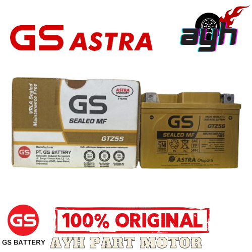 Aki Motor GS Astra MF Gold GTZ-5S untuk Honda Vario, Beat Scoopy Revo Supra X 125 Yamaha Mio Vixion/