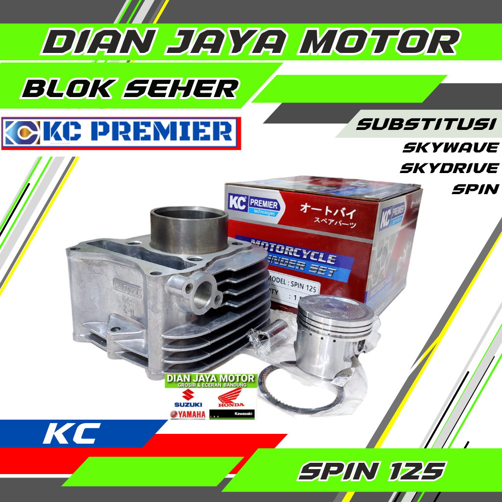 Kit Blok Silinder dan Piston Bore Up untuk Suzuki Spin 125, Skywave, Skydrive