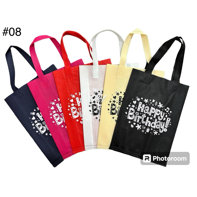 

Tas Spunbond / Tas Kain Belanja / Goodie Bag HLS ( tali lipat samping press bawah ) ULANG TAHUN 25x35+8 ( 1W )