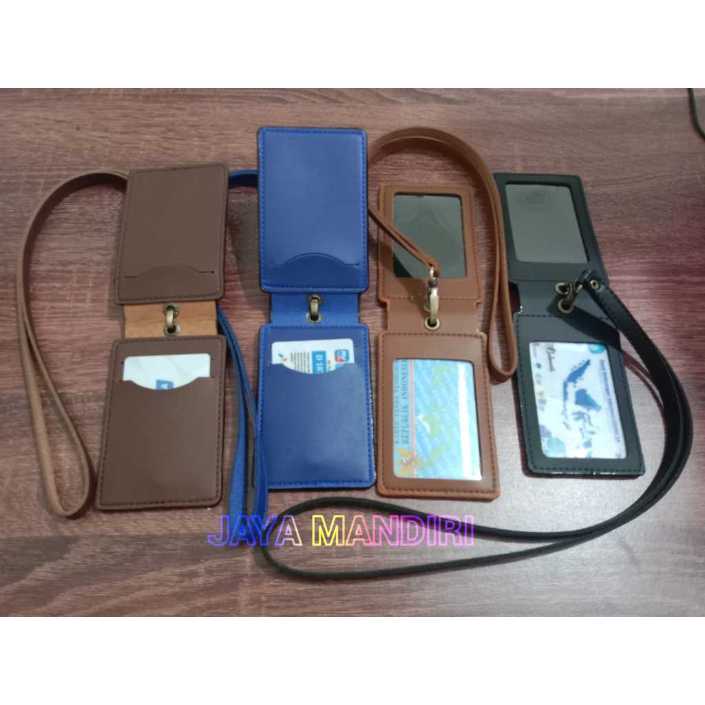 

Id Card name tag kulit Holder Double Flip Magnet Terbaru