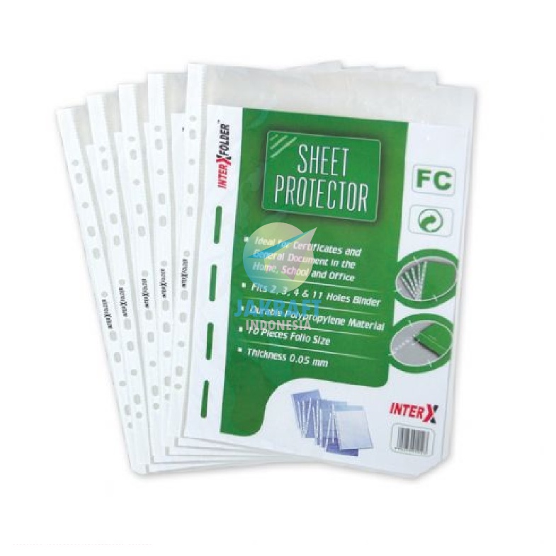 

DIJAMIN MURAH 1 Pcs Sheet Protector INTERX F4 FC Folio 5 mm PP Pocket Kantong Document Ordner Binder Bantex