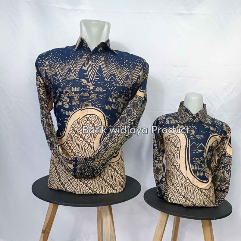 biru navy/batik couple ayah anak biru navy new colection batik widjaya cod