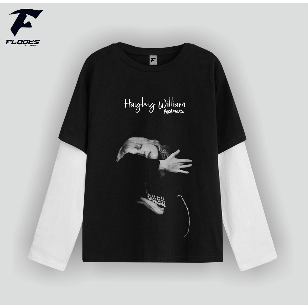 Flooks clothing Tshirt Double layer Hayley Wiliam Paramore  long sleeve  bandkaos pria wanita