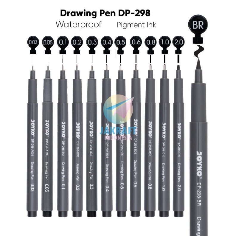 

SPECIAL PROMO Drawing Pen JOYKO DP298 Tinta Pigment Anti Air Koleksi Semua Ukuran All Size Lengkap