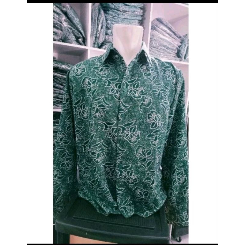 SERAGAM BATIK PKK IJO PRIA LENGAN PANJANG LAPIS FURING HALUS