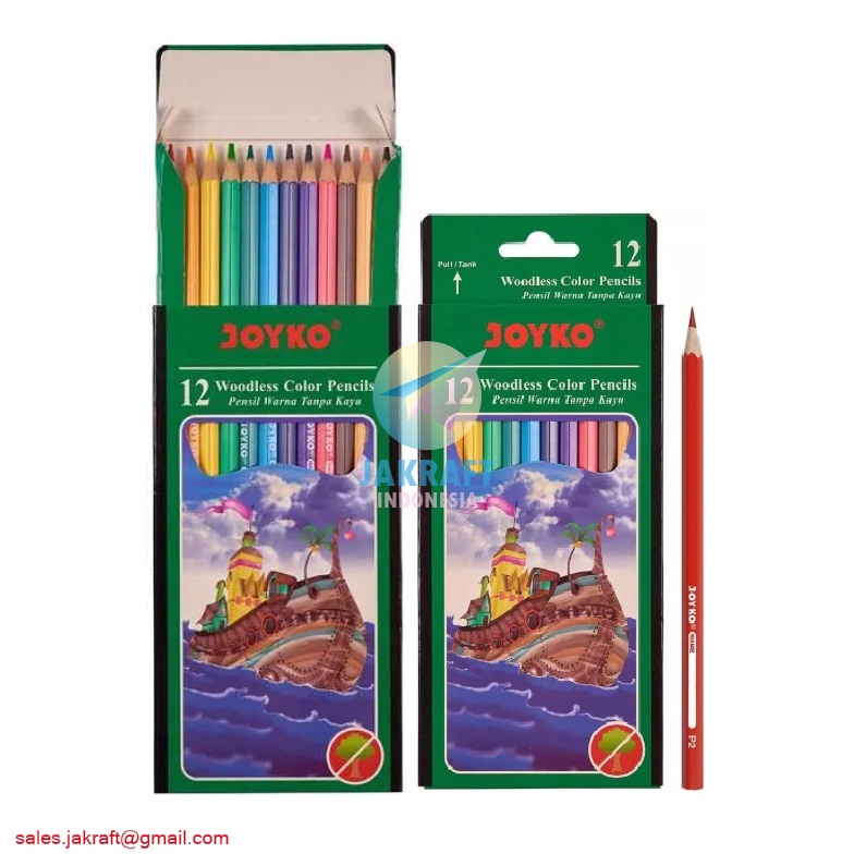 

MURRRMERRR 12 Pcs Pensil Warna Panjang 12 Warna JOYKO CP13 Color Pencil Berkualitas Lebih Tebal Kuat Woodless