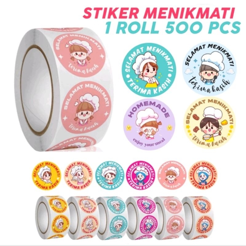 

500 Pcs Sticker Selamat Menikmati Sticker Bulat Roll Makanan & Kue ST001