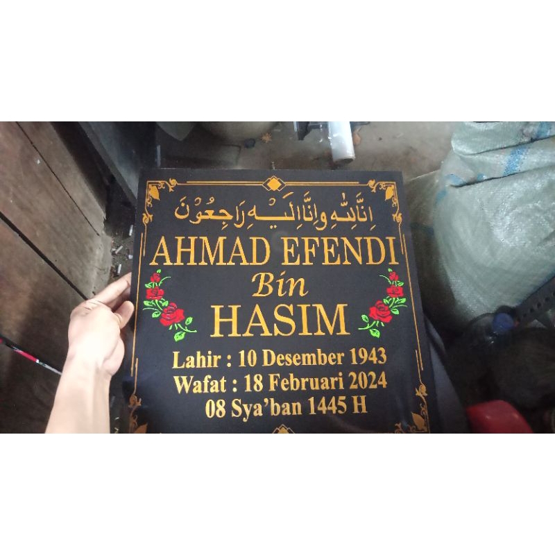 batu nisan ukuran 40x40 cm bahan granit