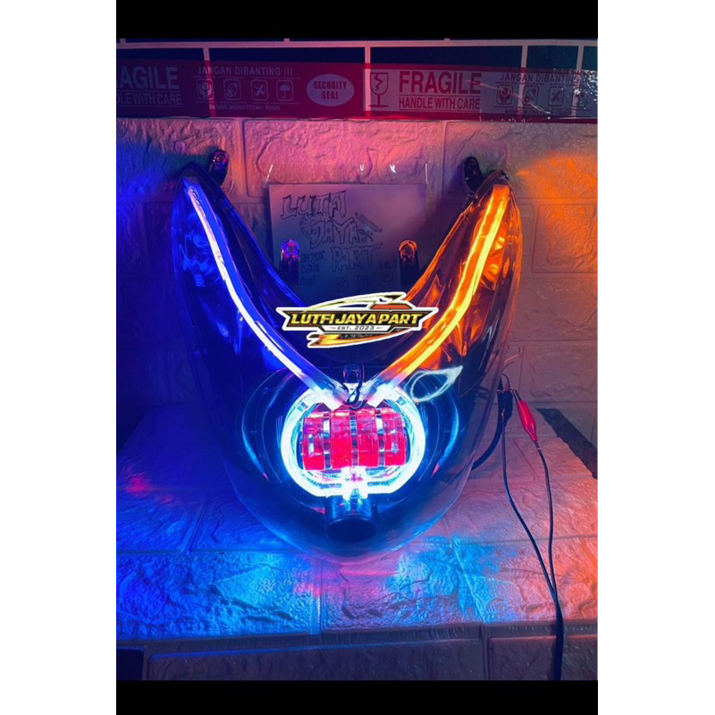 New Reflektor Smoke Mio Soul karbu Soul lama Set Biled Daymaker 4 lensa dan alis runnning cahaya sup