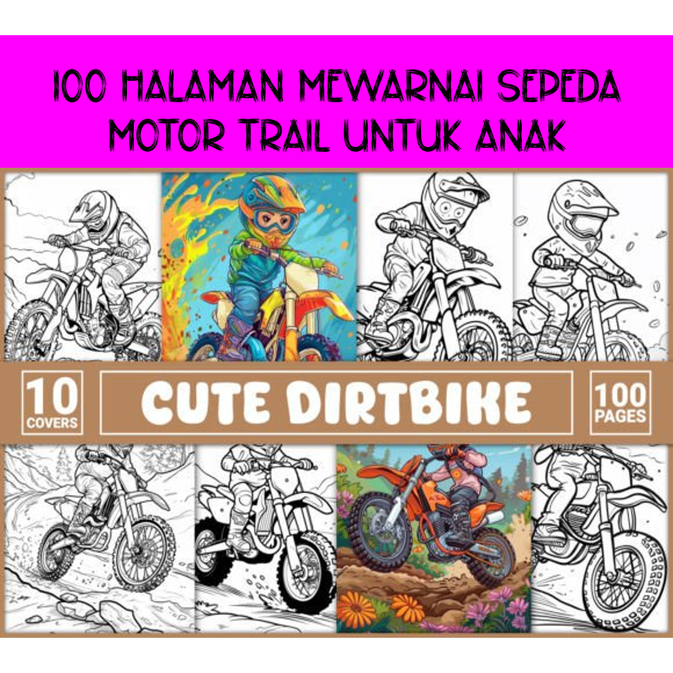 100 Halaman Mewarnai Sepeda Motor Trail Untuk Anak