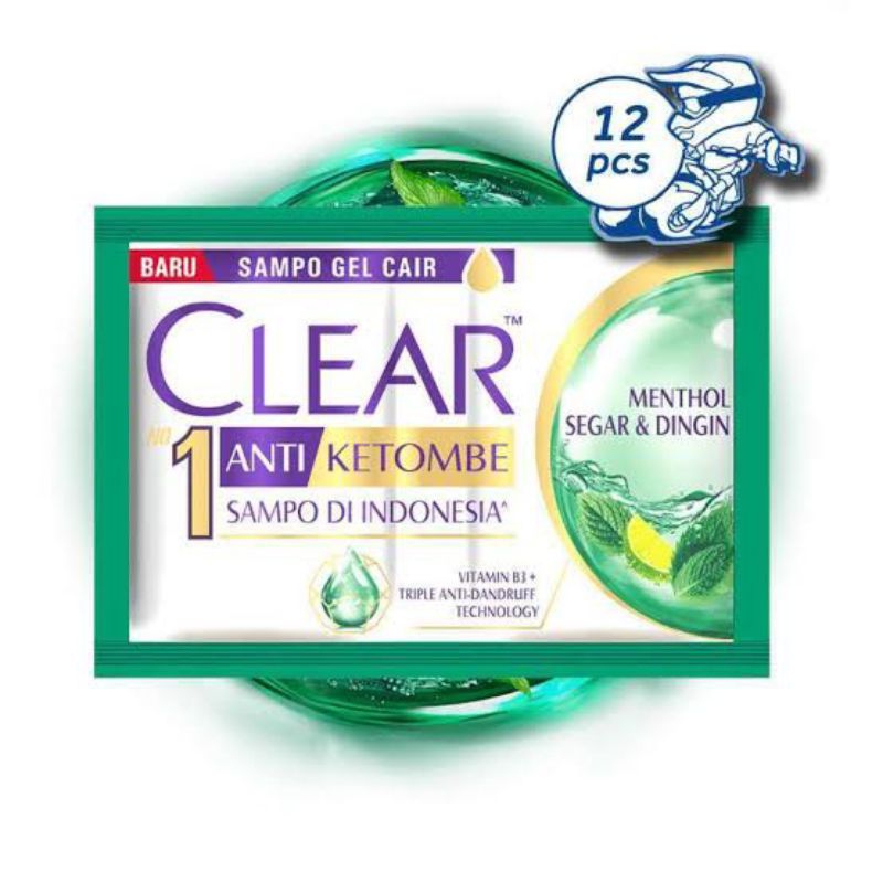 Sampo Clear Menthok 1 Renceng isi 12 Sachet / Clear menthol Sampo 1  Renceng  Isi 12 Sachet PROMO MU