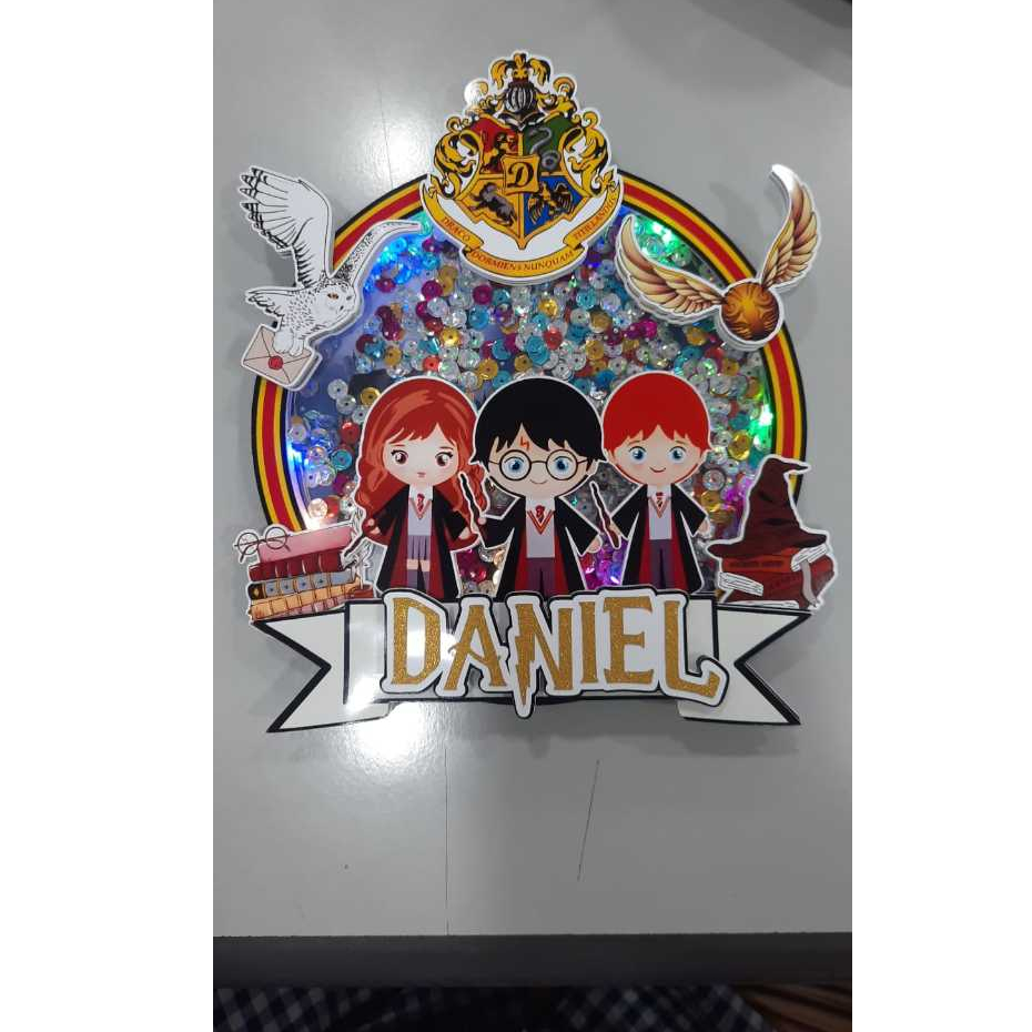 Cake Toppers 3D dan Lampu LED/Dekorasi ulang tahun anak tema Harry Potter / 3D paper Craft topper ku