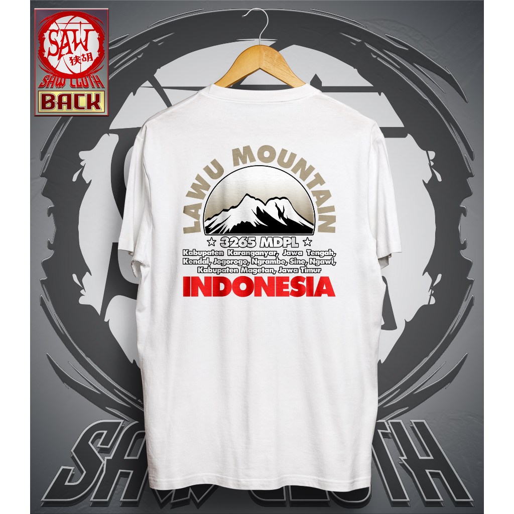S.A.W CLOTH GUNUNG LAWU JAWA TENGAH/JAWA TMUR ART T-Shirt Kaos NAIK GUNUNG HIKING Pria Wanita Distro