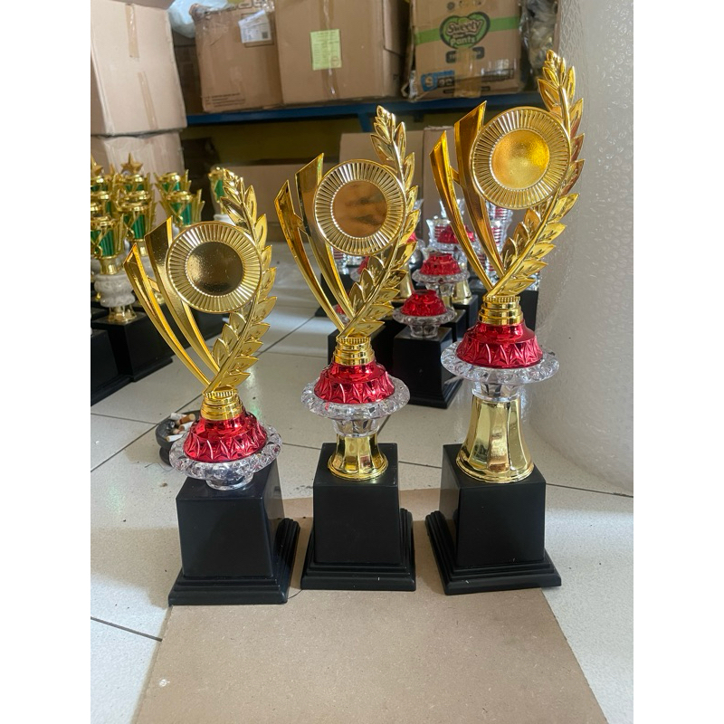 piala 1set murah (1,2,3) piala asbak bening gold/red FREE STICKER piala
