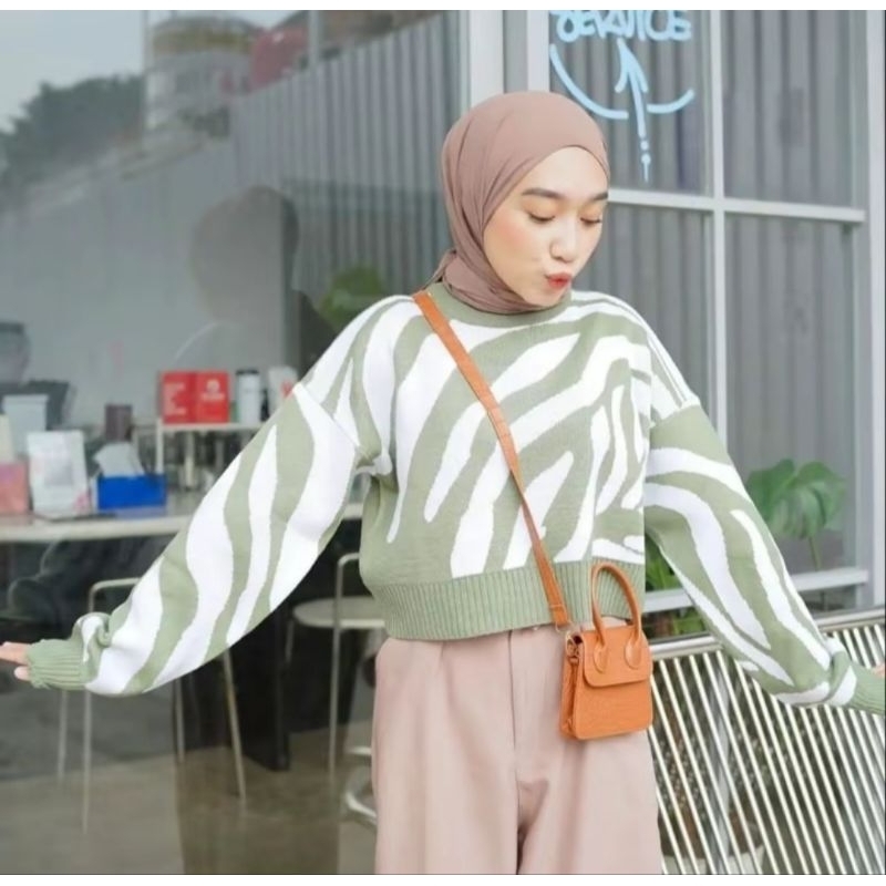 Yusa.Knit - Cardigan motif zebra rajut premium cardigan rajut