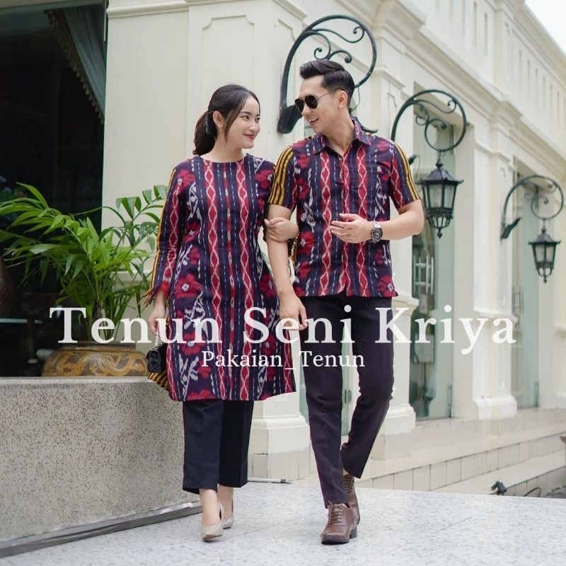 (READY STOK) set couple tenun kondangan - baju couple tenun prewedding - set tenun couple prewedding
