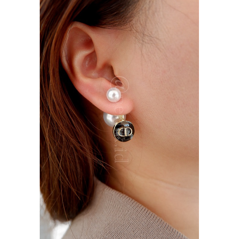 CD PEARL- Anting pearl mutiara dior earring premium gold hitam putih berkilau berat anti karat anti 