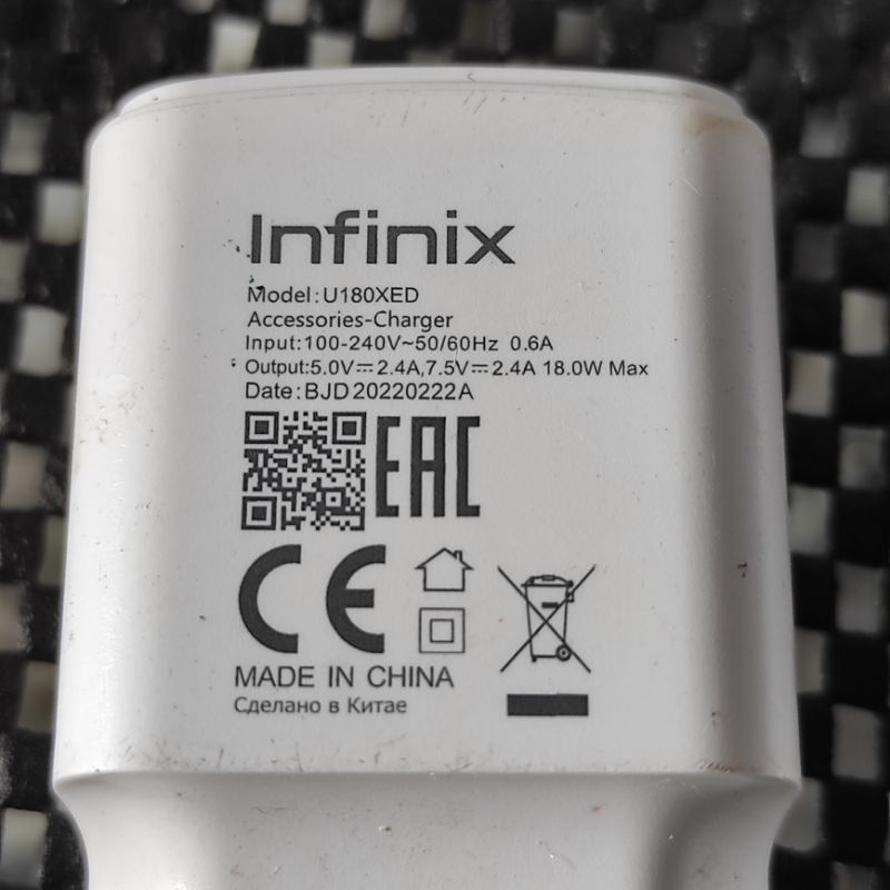 charger Infinix 18W Fast charging Original Copotan Hp ( second )