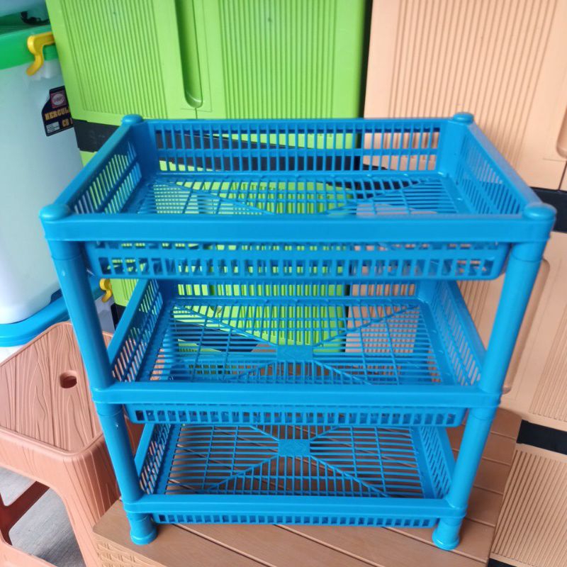RAK PLASTIK JUMBO/ RAK SUSUN BESAR/ RAK SUSUN 3 SERBAGUNA/ KERANJANG SUSUN 3 BESAR/ RAK BUMBU DAPUR/