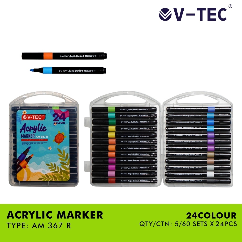 

V-tec Acrylic Marker AM 367 R 24 Warna