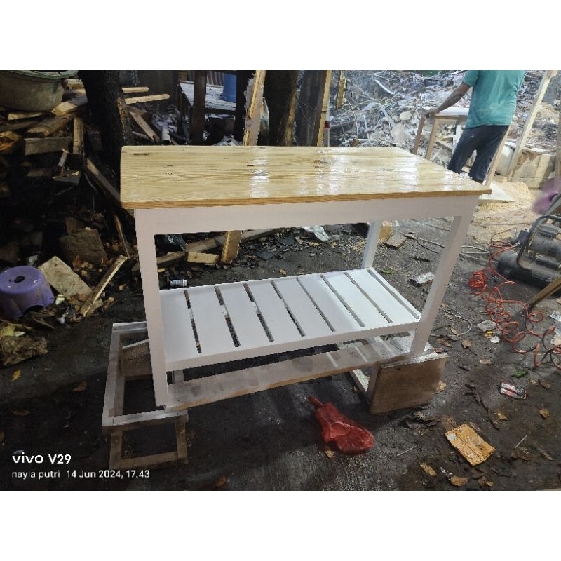 meja rak serbaguna jati belanda